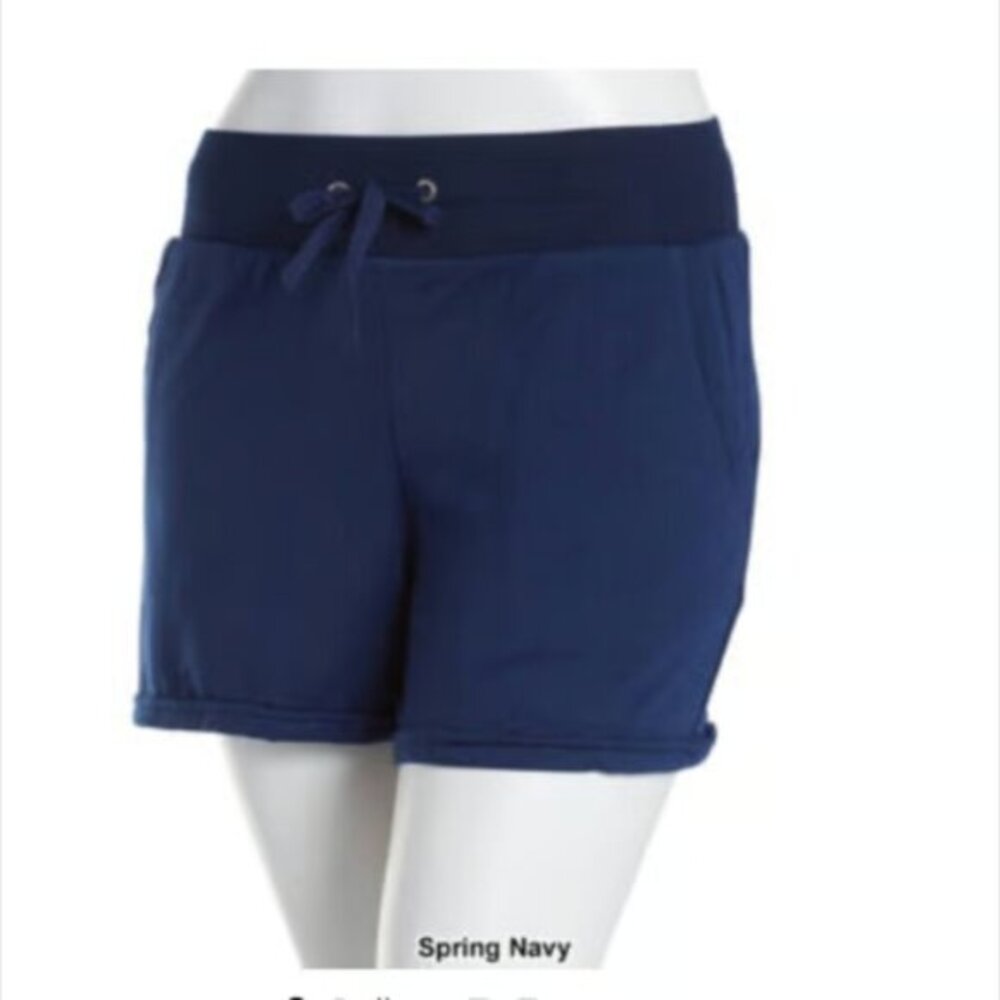 Womens The Sweatshirt Project Navy Drawstring Fleece Back Cuff Shorts Size XL
